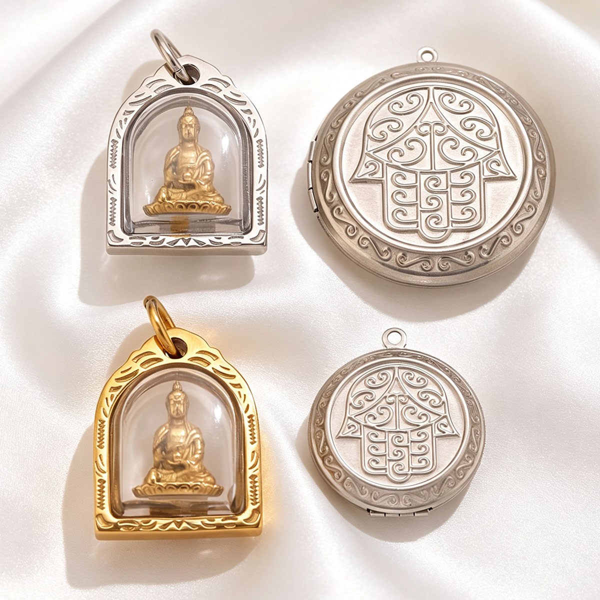 Men Accessories Locket - 1/2pcs 사진 프레임 참 18K 스테인레스