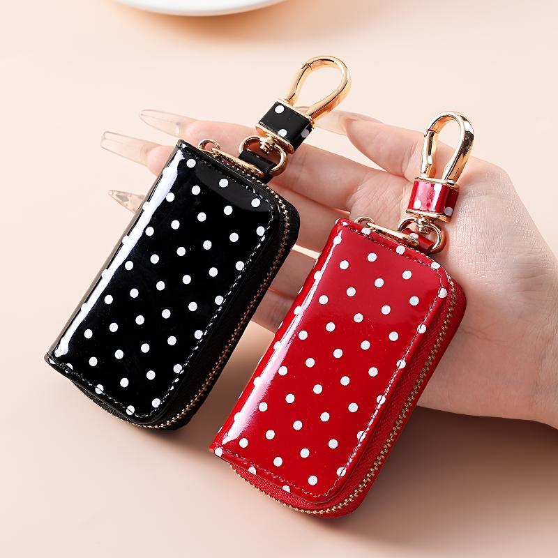 Men Accessories Store - 폴카 도트 광택 에나멜 가죽 키