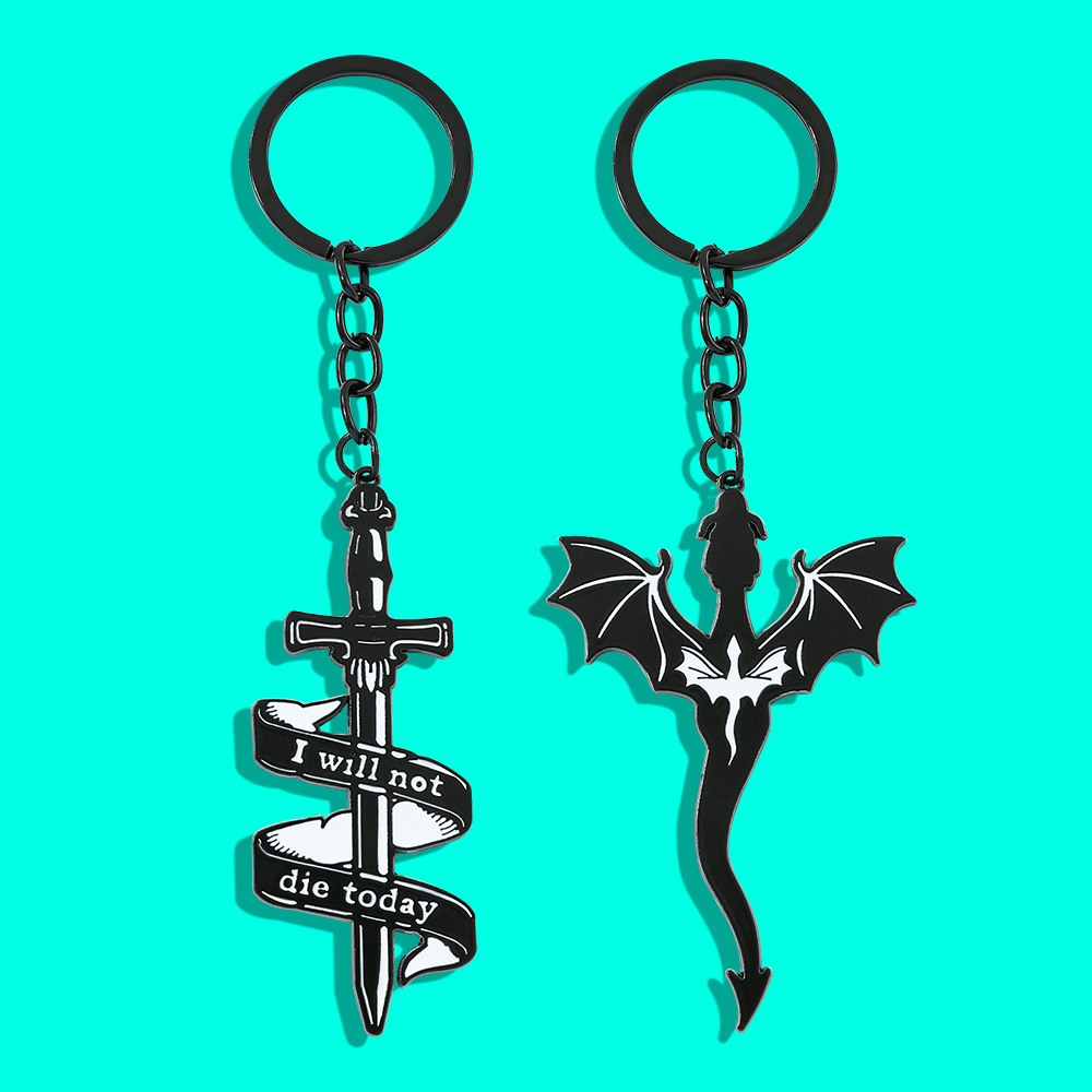 Men Accessories For Hand - 포서드 윙 블랙 드래곤 키체인 펜던트