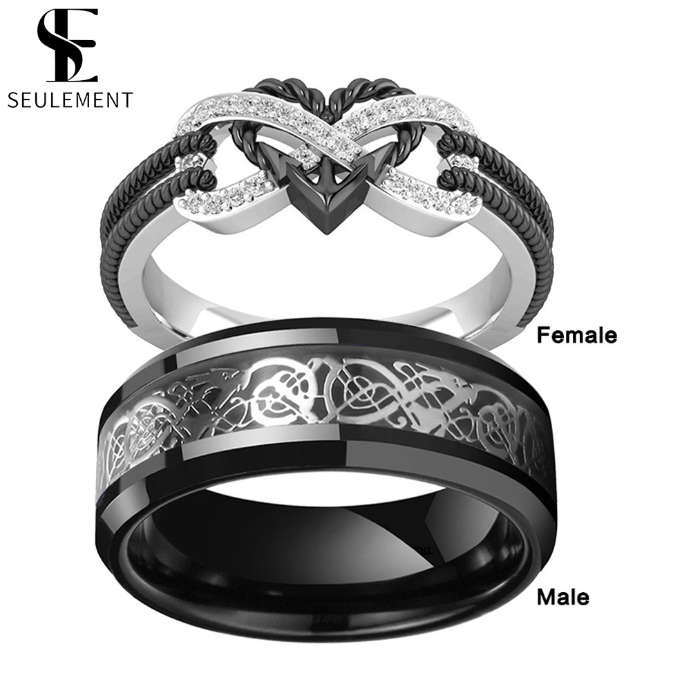 Men Accessories List - Seulement Love 블랙 인피니티 하트 커플