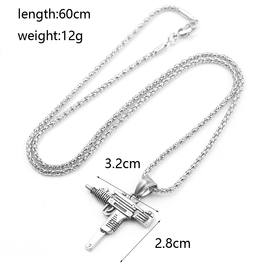 펑크 우지 권총 기관총 목걸이 펜던트 - 남성용 패션  - Men Accessories Jewelry 리뷰 및 가격