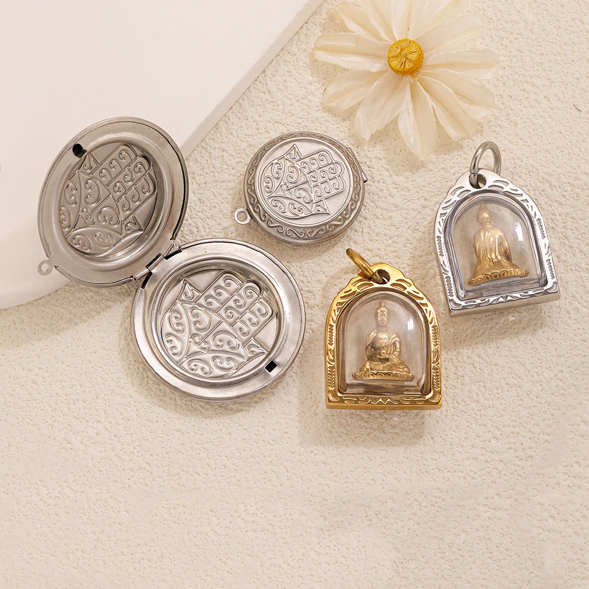 1/2pcs 사진 프레임 참 18K 스테인레스 스틸 로 - Men Accessories Locket 리뷰 및 가격