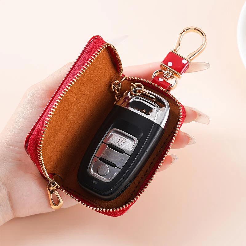 폴카 도트 광택 에나멜 가죽 키 파우치 골든 지퍼 금속 - Men Accessories Store 리뷰 및 가격