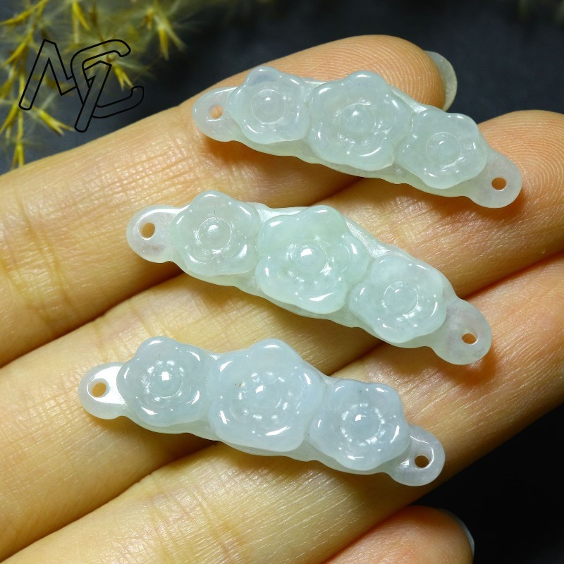 1pc 천연 경옥 에메랄드 꽃 핸드 카드 DIY 액세서 - Men Accessories Jewelry 리뷰 및 가격