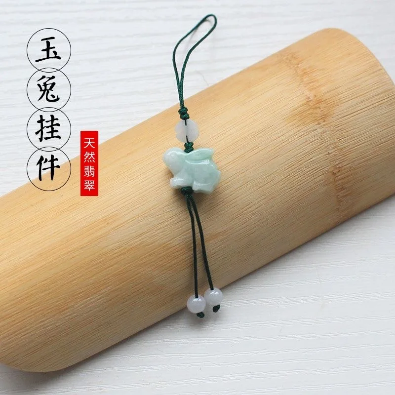 사용자 정의 천연 에메랄드 중국어 토끼 DIY 전화 체 - Men Accessories Wrist 리뷰 및 가격